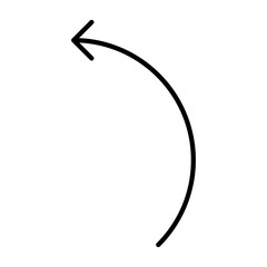 Curved Left Arrow icon vector isolated on white background, logo concept of Curved Left Arrow sign on white background, black linear symbol,  ui,ux 