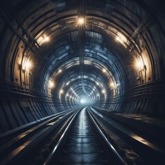 Low angle view inside a subway tunnel