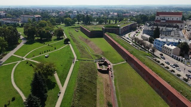 Beautiful Panorama Fortress Old Town Zamosc Aerial View Poland