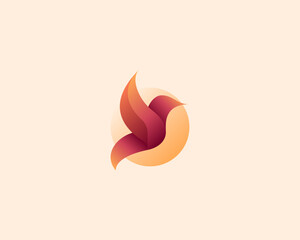Creative modern red flying bird logo gradient