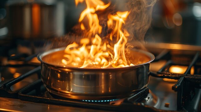 a stove with flames, perfect for cooking or heat concepts