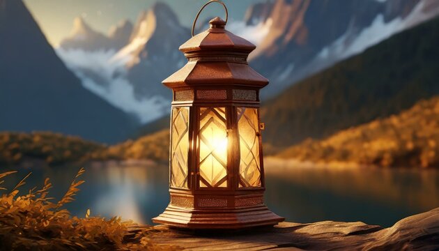 lantern in the morning.a 3D rendering illustration of an emergency lantern from the era before LED technology. Pay attention to realistic textures, emphasizing the materials used in traditional lanter