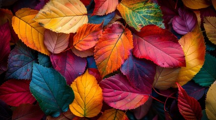 Fototapeta na wymiar various colored leaves, perfect for fall season designs