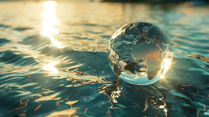 Globe in water. 3d illustration. Global business concept. - obrazy, fototapety, plakaty