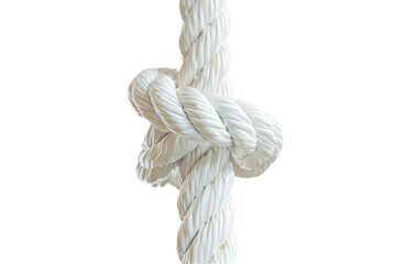 A close-up of a thick rope with a secure knot isolated on a background