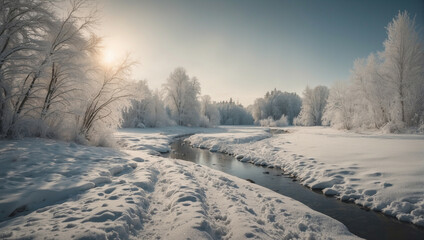 Obraz premium Sun Shining Over Snowy River