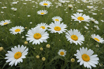 Field Full of White and Yellow Flowers