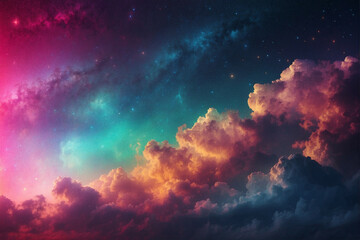 Vibrant Sky With Clouds and Stars