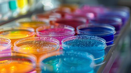 Microbiology : Diverse Microbial Cultures Thriving In Petri Dishes