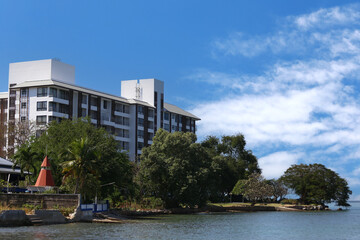 Residence is a large building by the seaside.