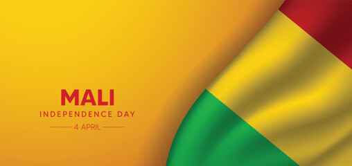 Mali Independence Day 4 April waving flag vector poster