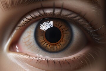 A close-up of a brown eye, horizontal composition - obrazy, fototapety, plakaty