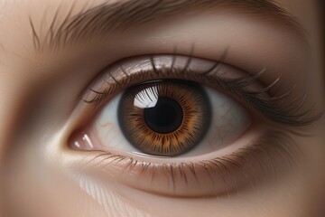 A close-up of a brown eye, horizontal composition - obrazy, fototapety, plakaty