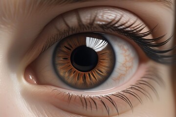 A close-up of a brown eye, horizontal composition