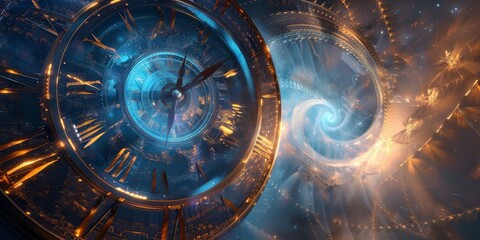 Futuristic time machine with go back in time spiral technology  - obrazy, fototapety, plakaty