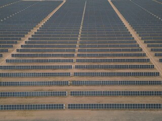 Solar energy power plant aerial - 755720602