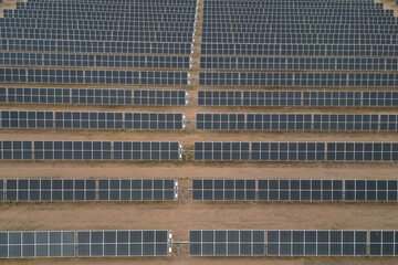 Solar energy power plant aerial - 755720622
