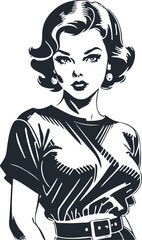 Retro woman in 1950s style, vector illustration