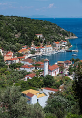 Obraz premium View of the village of Kioni in Ithaka island, Greece in summer