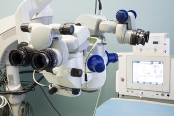 Modern microscope for eye operation at the hospital