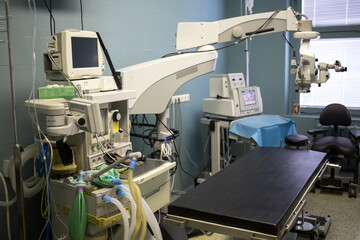 Modern operating room for eye surgery at the hospital
