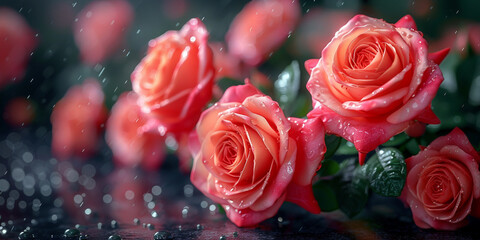 Valentine's Day Flowers on a Pink Background