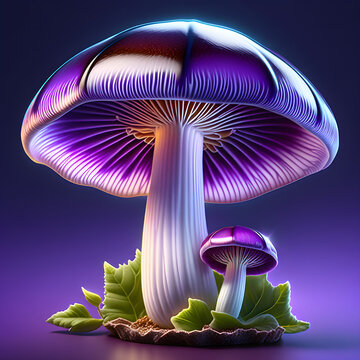 Royal Purple: Unveiling the Laccaria amethystina Mushroom.(Generative AI)