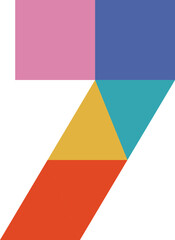 Colorful Geometric Flat Digit 7