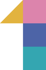 Colorful Geometric Flat Digit 1