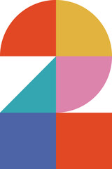 Obraz premium Colorful Geometric Flat Digit 2