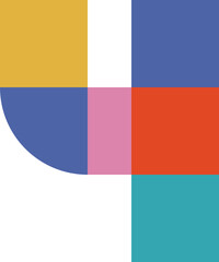 Colorful Geometric Flat Digit 4