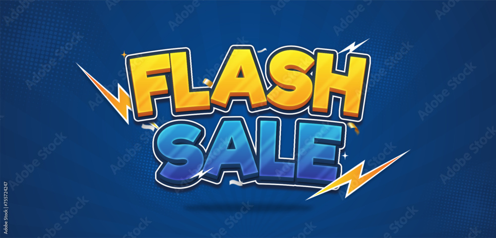 Poster gradient blue flash sale background for banner with editable text and font
