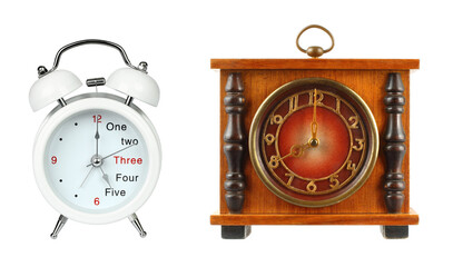 Set of Retro and Modern Alarm Clocks, isolated on transparent background - 755724405