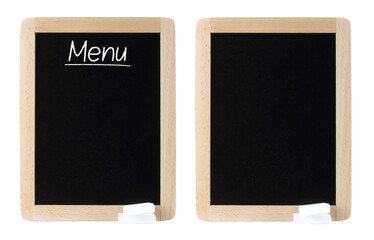 Set of Menu blackboard with white chalks, isolated on transparent background - 755724425
