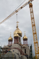  Workers employed on the construction of the church Matrona of Moscow - obrazy, fototapety, plakaty