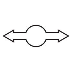 Rounded bullet point circle, double arrow with stroke line. A two-way black marker direction symbol. Vector Arrow Bullet Point icon