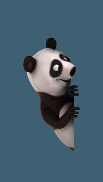 Fun 3D cartoon panda vertical animation (with alpha channel included)