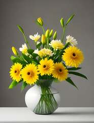 Fototapeta premium Bouquet of yellow flowers in a vase