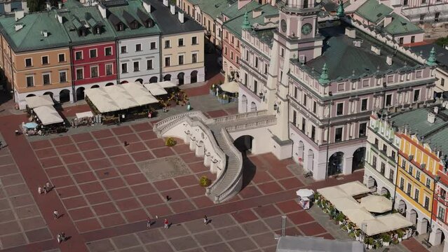 Beautiful Landscape Old Town Market Square Zamosc Aerial View Poland