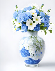 Bouquet of blue flowers in a vase © Sahnaj