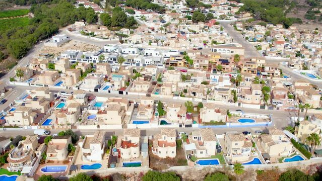 Pinar de Campoverde residential suburban district view from above, modern houses view. Costa Blanca, Province of Alicante, Spain
