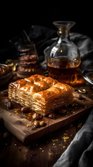 Baklava dessert afternoon tea photography poster background