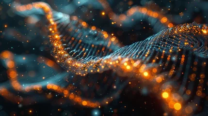 Foto op Plexiglas Glowing DNA strands spiraling through a digital © Media Srock