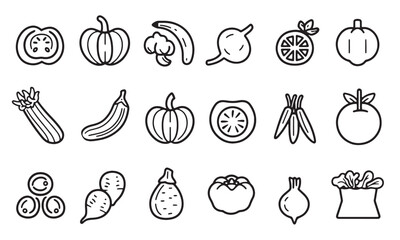 Fototapeta na wymiar fruits and vegetables icon bundle set