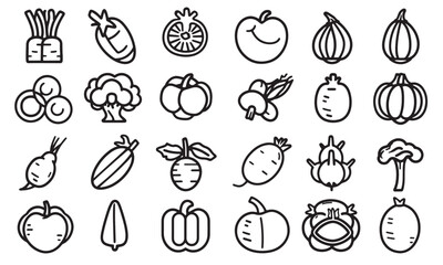 Fototapeta na wymiar fruits and vegetables icon bundle set