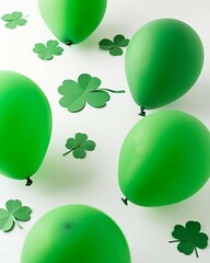 Green Balloons and Shamrock Leaves

