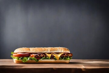 delicious sandwich presentation on slate background