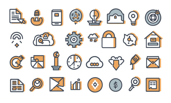 business and finance icon vector bundle set 