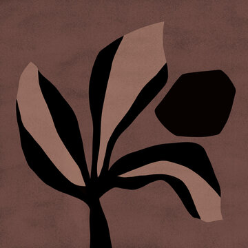 Bold botanical with striking pattern brown beige color