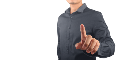 hand pressing social buttons